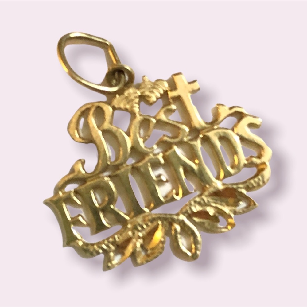 14kt gold best friend ornate charm bracelet charm/necklace pendant gift ❤️cute!